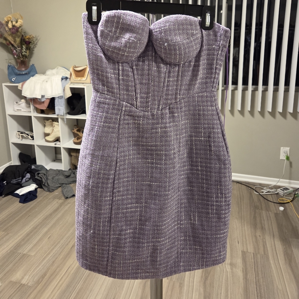 Elegant Purple Strapless Dress
